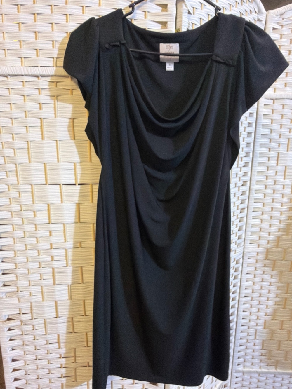 Suzi Chin for Maggy Boutique Black Draped Cowl Neck Mini Dress